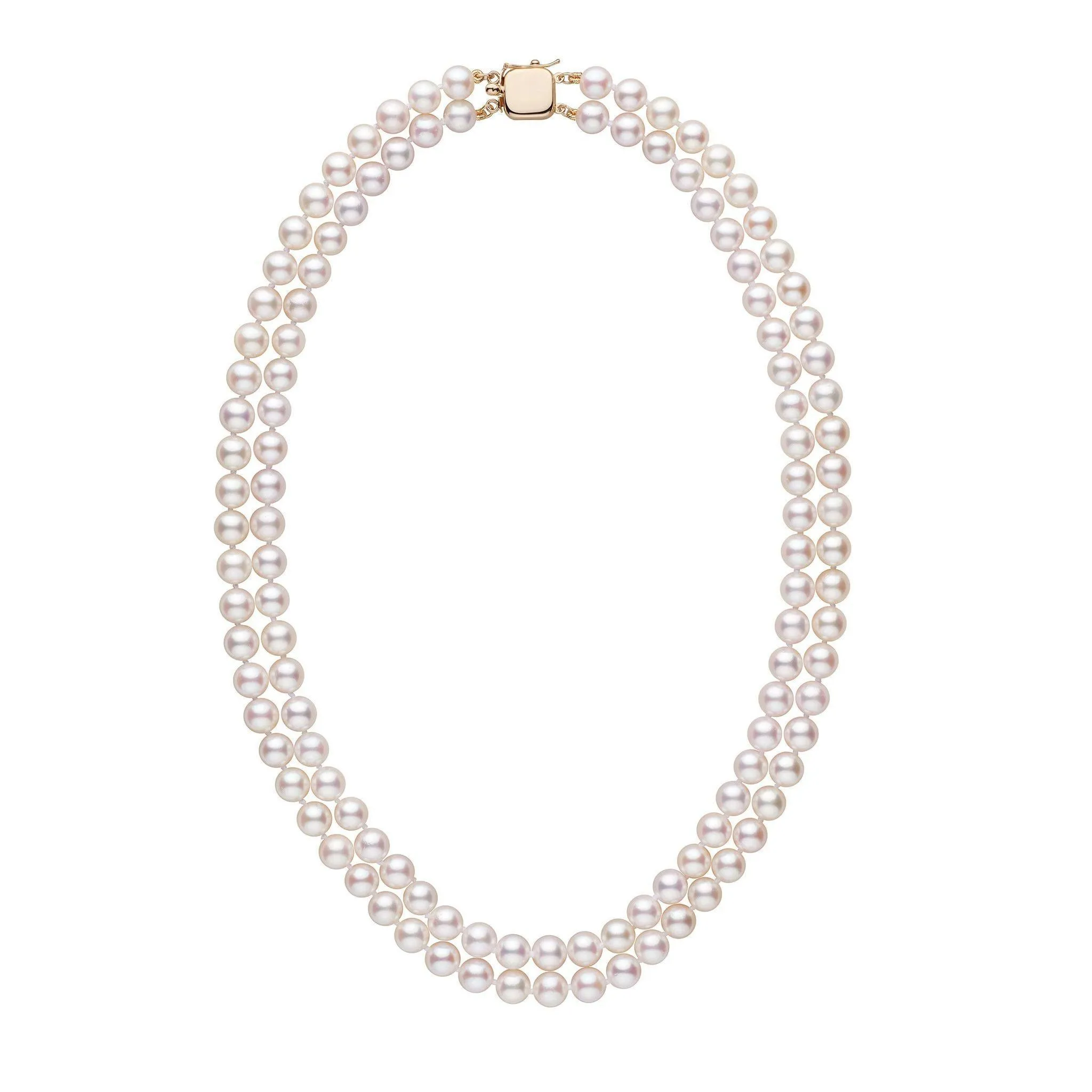 6.5-7.0 mm 18-inch Double-Strand White Akoya AA  Pearl Necklace