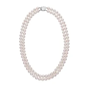 6.5-7.0 mm 18-inch Double-Strand White Akoya AAA Pearl Necklace