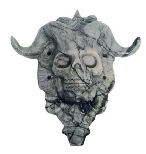 672G Jade Crystal Horned Skull Slab with Holder