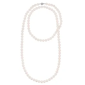 7.0-7.5 mm 35 Inch White Akoya AAA Pearl Necklace