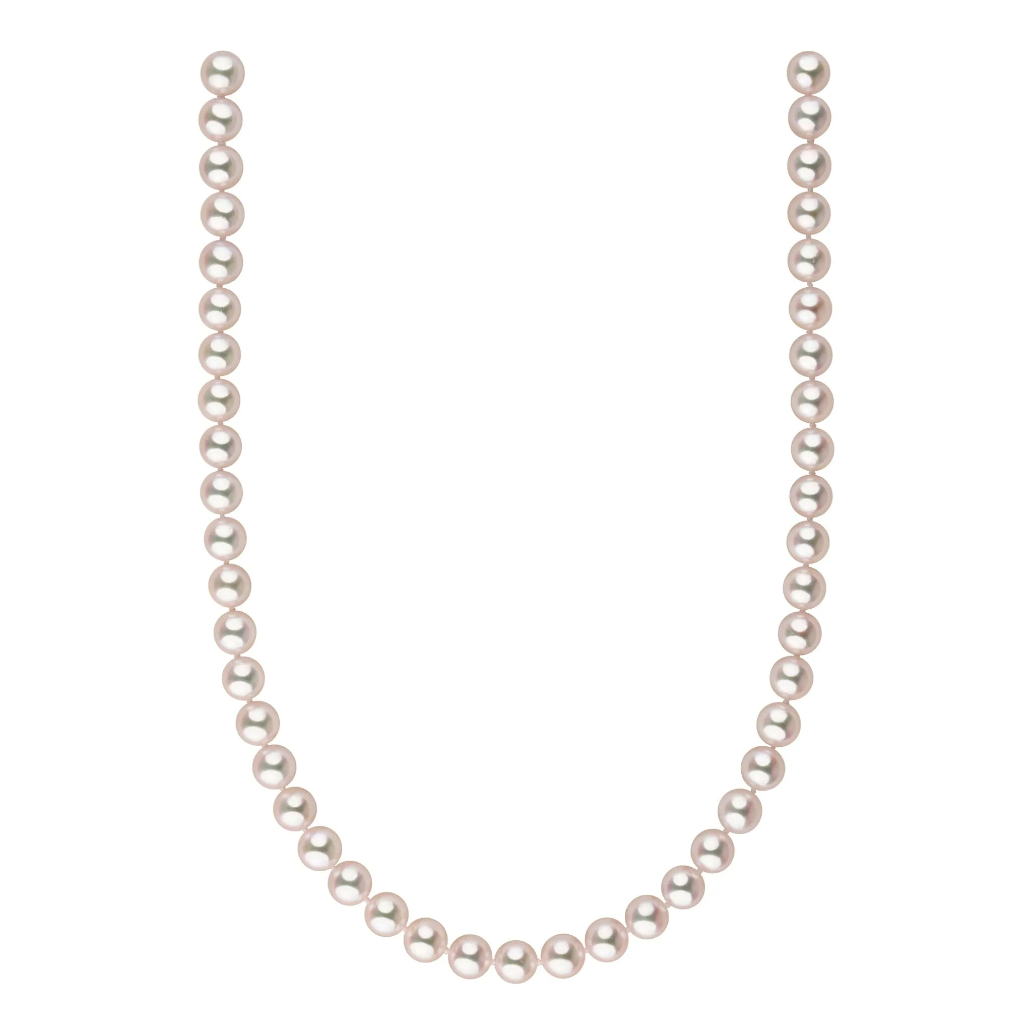 8.0-8.5 mm 16 Inch AAA Blush White Silver Rose Tone Akoya Pearl Necklace