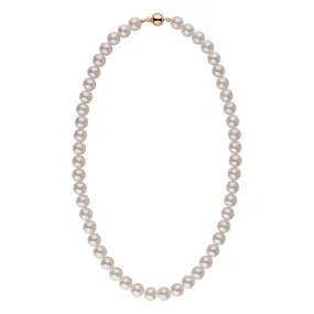 8.0-8.5 mm 18 Inch AAA Bright White Silver Tone Akoya Pearl Necklace