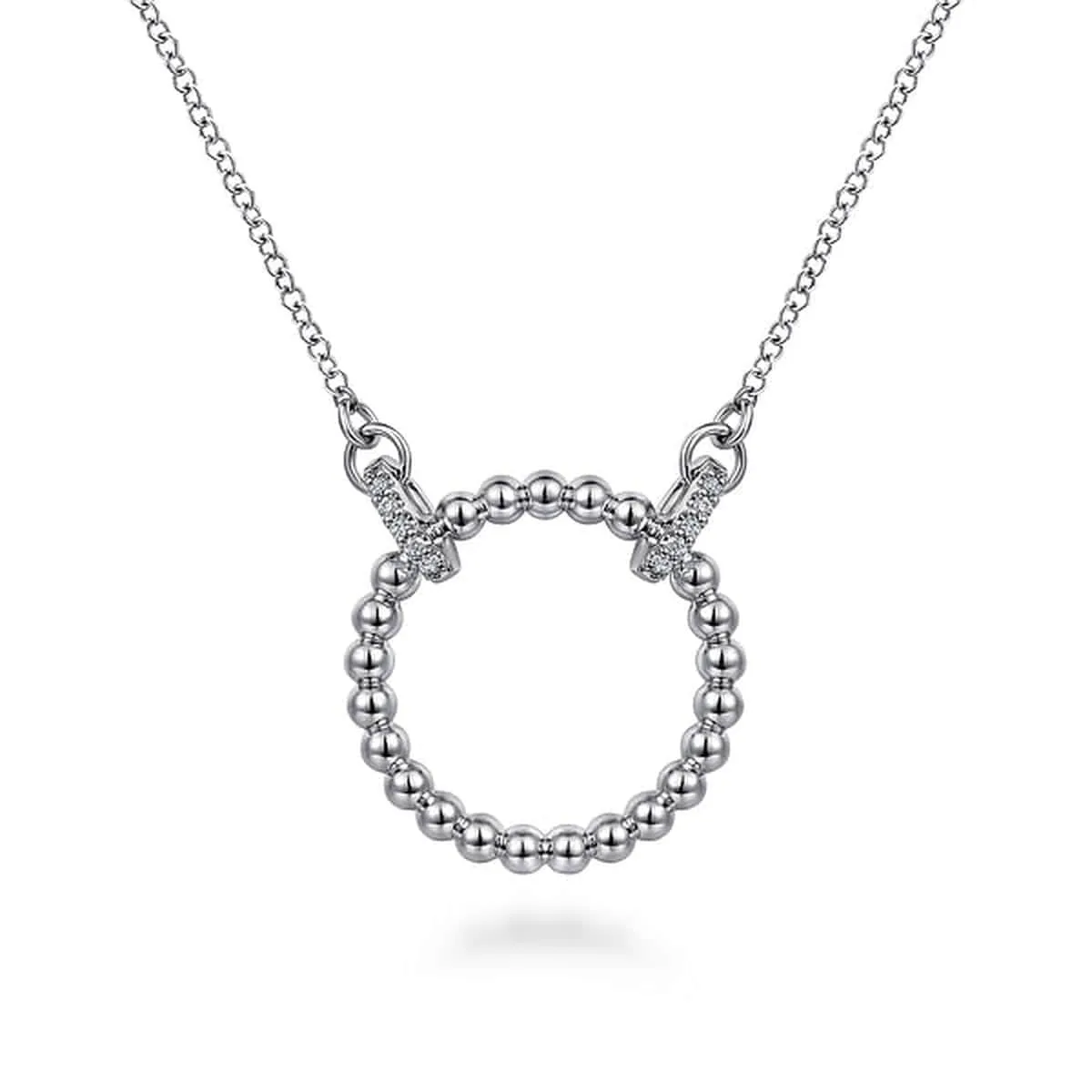 925 Sterling Silver Bujukan White Sapphire Open Circle Pendant Necklace