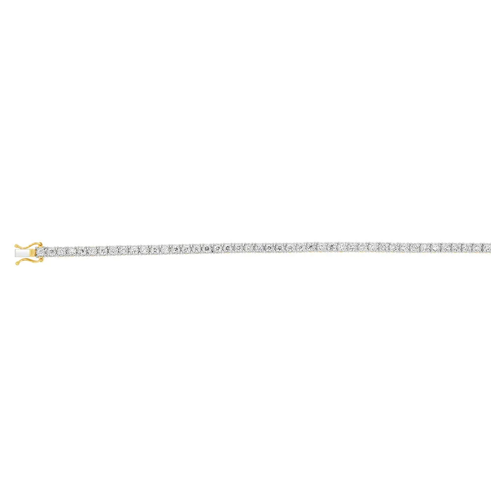 9ct Yellow Gold 2 Carats Lab Grown Diamond 18cm Tennis Bracelet with 57 Diamonds