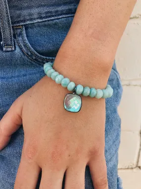 Amazonite Bracelet // Crystal Charm