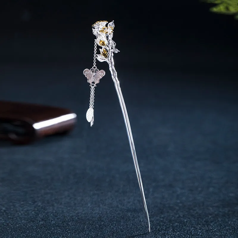 Ancient Style Twelve Flower Gods Sterling Silver Hairpin