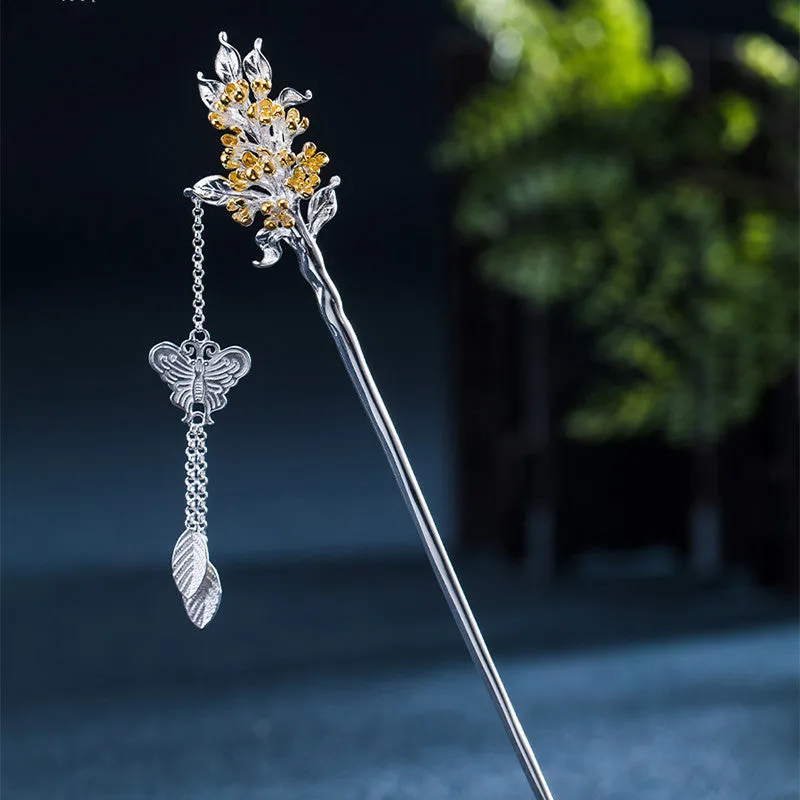 Ancient Style Twelve Flower Gods Sterling Silver Hairpin