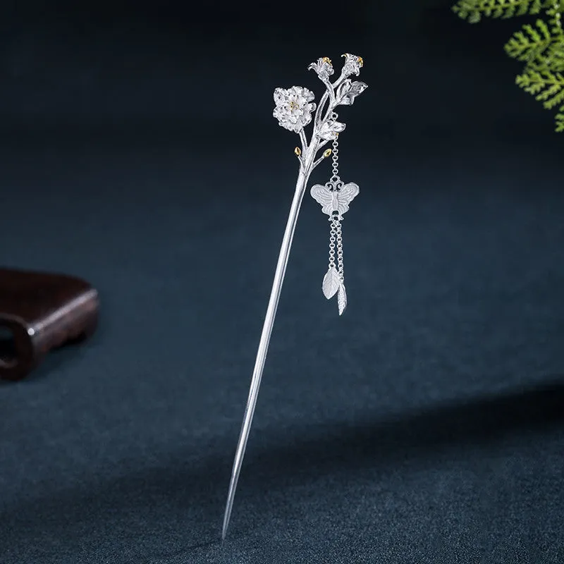 Ancient Style Twelve Flower Gods Sterling Silver Hairpin