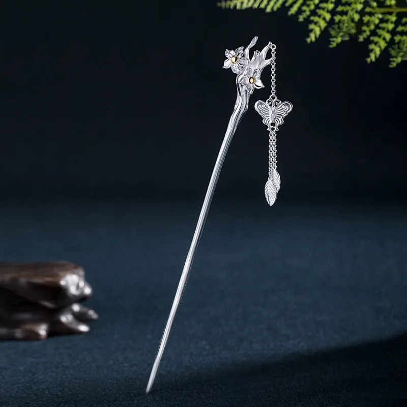 Ancient Style Twelve Flower Gods Sterling Silver Hairpin