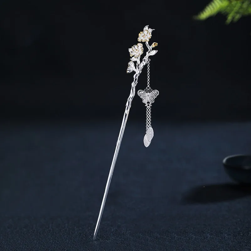 Ancient Style Twelve Flower Gods Sterling Silver Hairpin