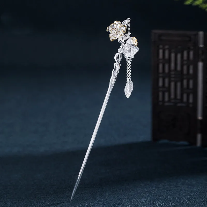 Ancient Style Twelve Flower Gods Sterling Silver Hairpin