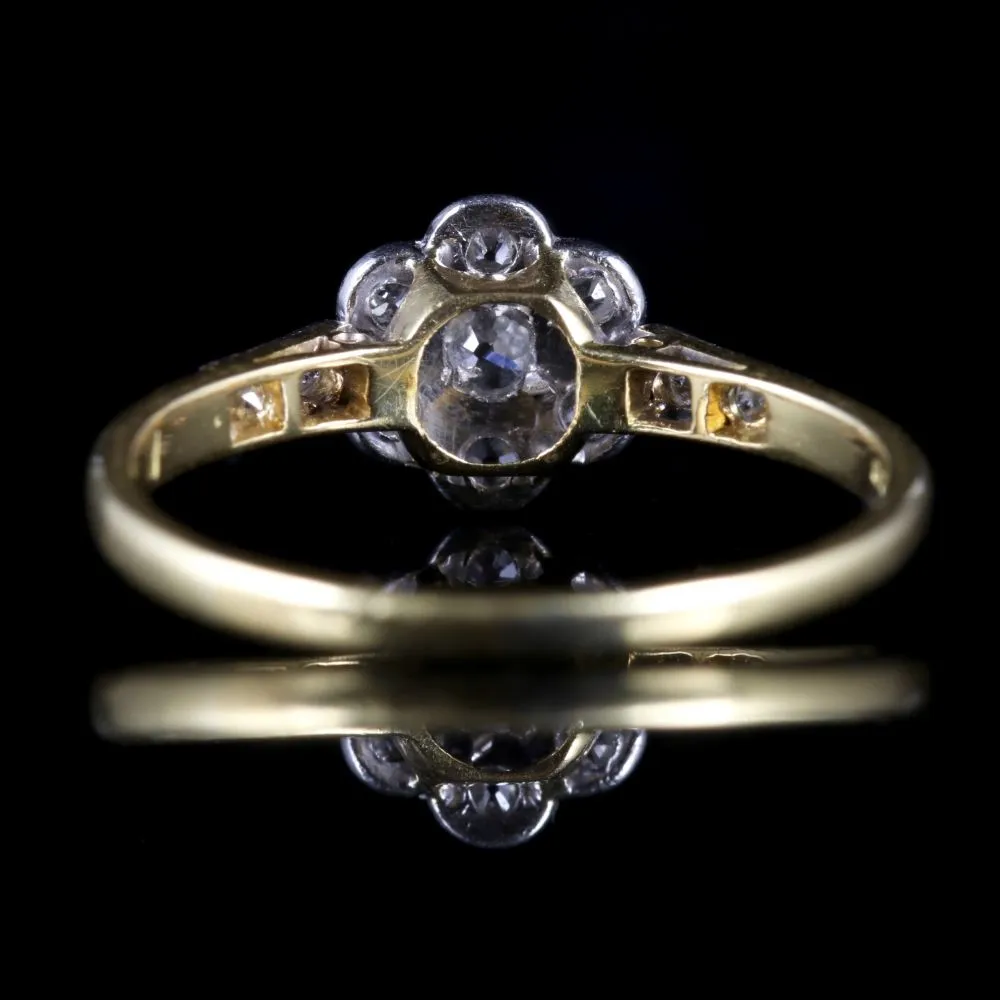 Antique Edwardian Diamond Cluster Ring 18Ct Platinum Circa 1915