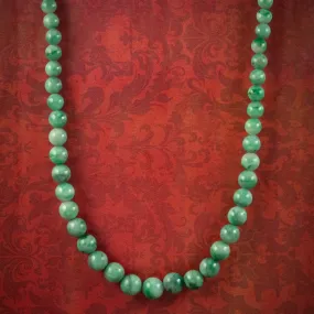 Antique Victorian Jade Bead Necklace 9ct Gold Clasp Circa 1900