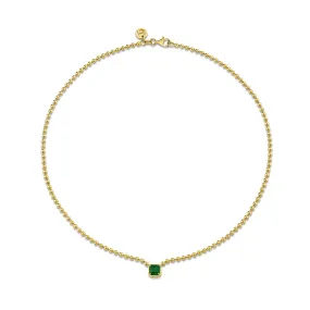 Asscher Cut Emerald on Orb Chain Necklace