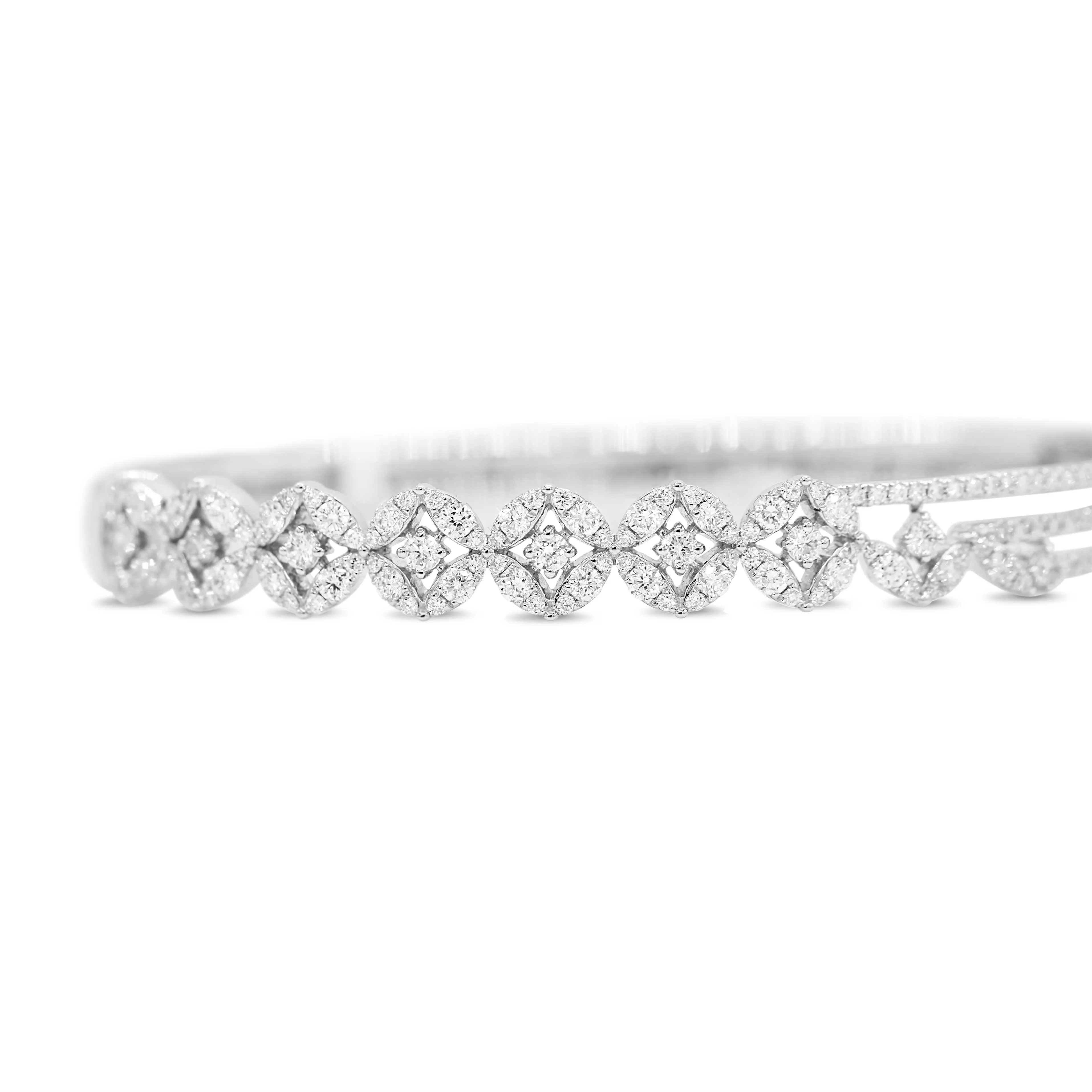 Assymetrical Diamond Bracelet in 14KT White Gold ( 1.71ct tw dia )