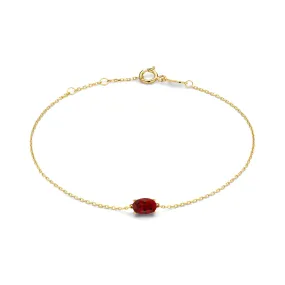 Baguette Roux 14 karat gold bracelet with red zirconia stone