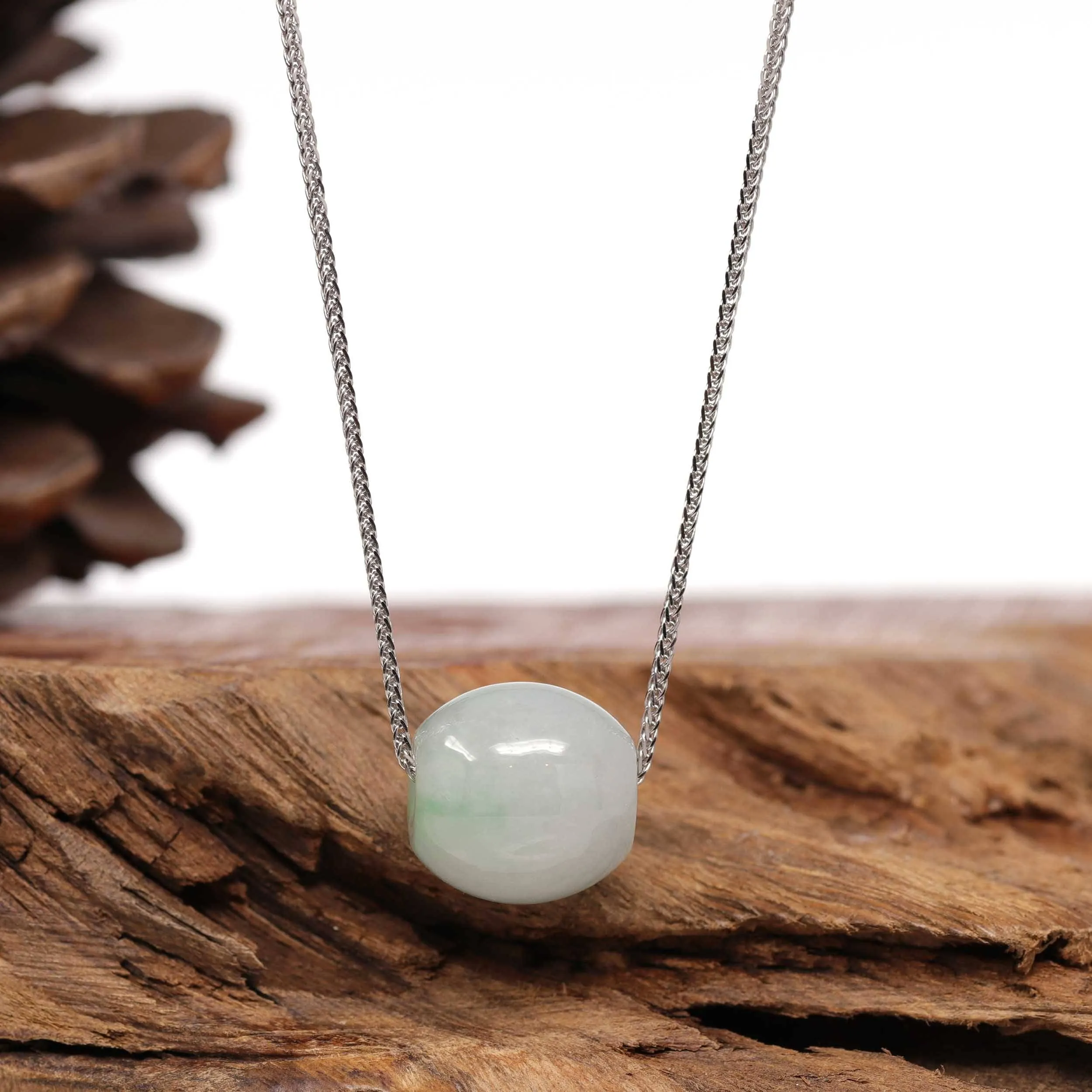 Baikalla™ "Good Luck Button" Necklace Real Ice Blue Green Jade Lucky TongTong Pendant Necklace