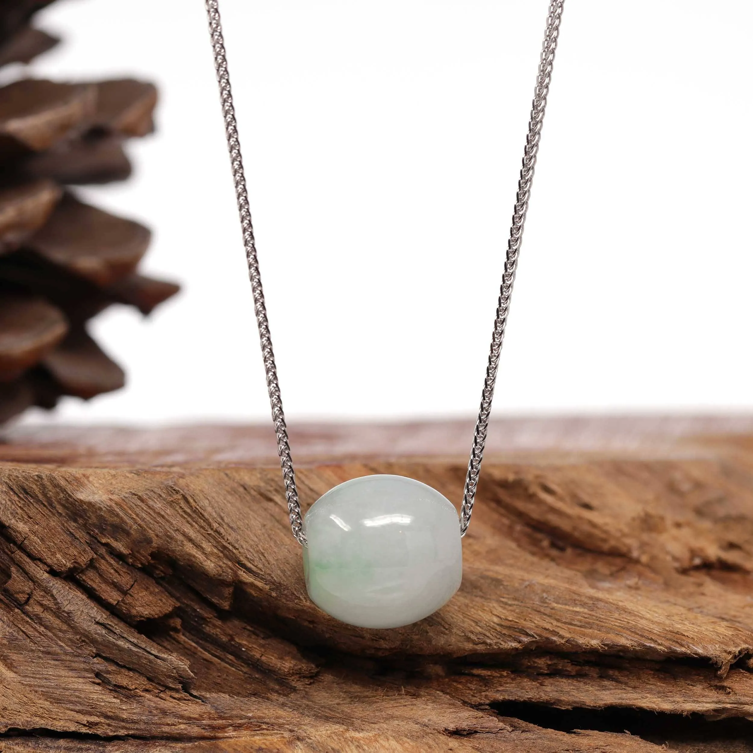 Baikalla™ "Good Luck Button" Necklace Real Ice Blue Green Jade Lucky TongTong Pendant Necklace