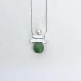 Balance Inukshuk Chinese Jade & Pearl Necklace