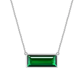 Bar Birthstone May Emerald Necklace Women Girls Jewelry Birthday Gift Sterling Silver