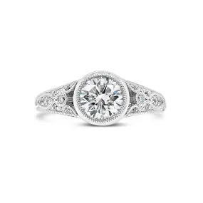 Bezel-Set Diamond Engagement Ring with Milgrain