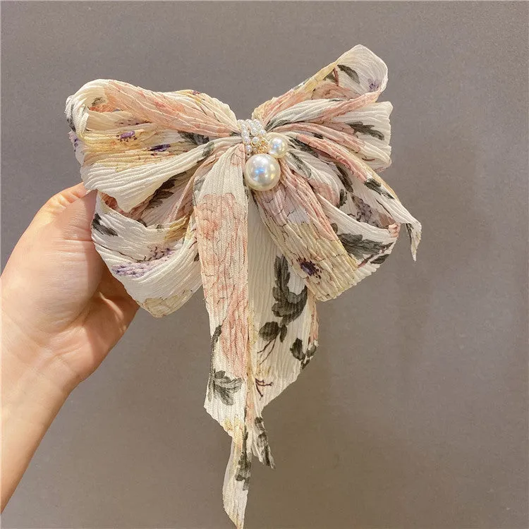 Big Bow Floral Hairpin