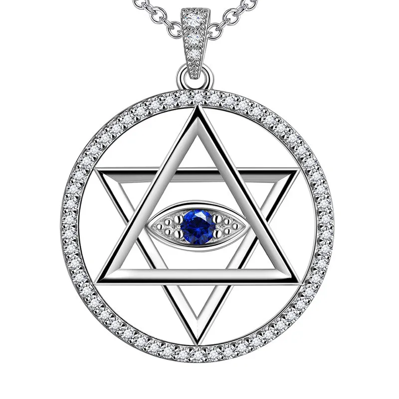 Blue Evil Eye Star of David Necklace Pendant Men Womens Jewelry 925 sterling silver