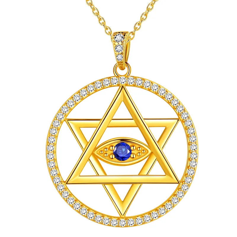 Blue Evil Eye Star of David Necklace Pendant Men Womens Jewelry 925 sterling silver