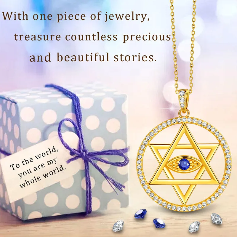 Blue Evil Eye Star of David Necklace Pendant Men Womens Jewelry 925 sterling silver