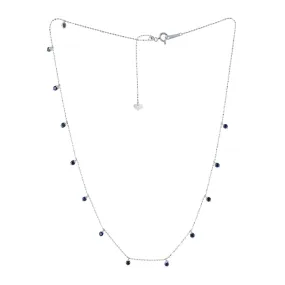 Blue Sapphire Station Chain Necklace In 18k White Gold Jewelry