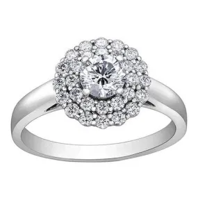 Brilliant cut double Halo Solitaire .80ct