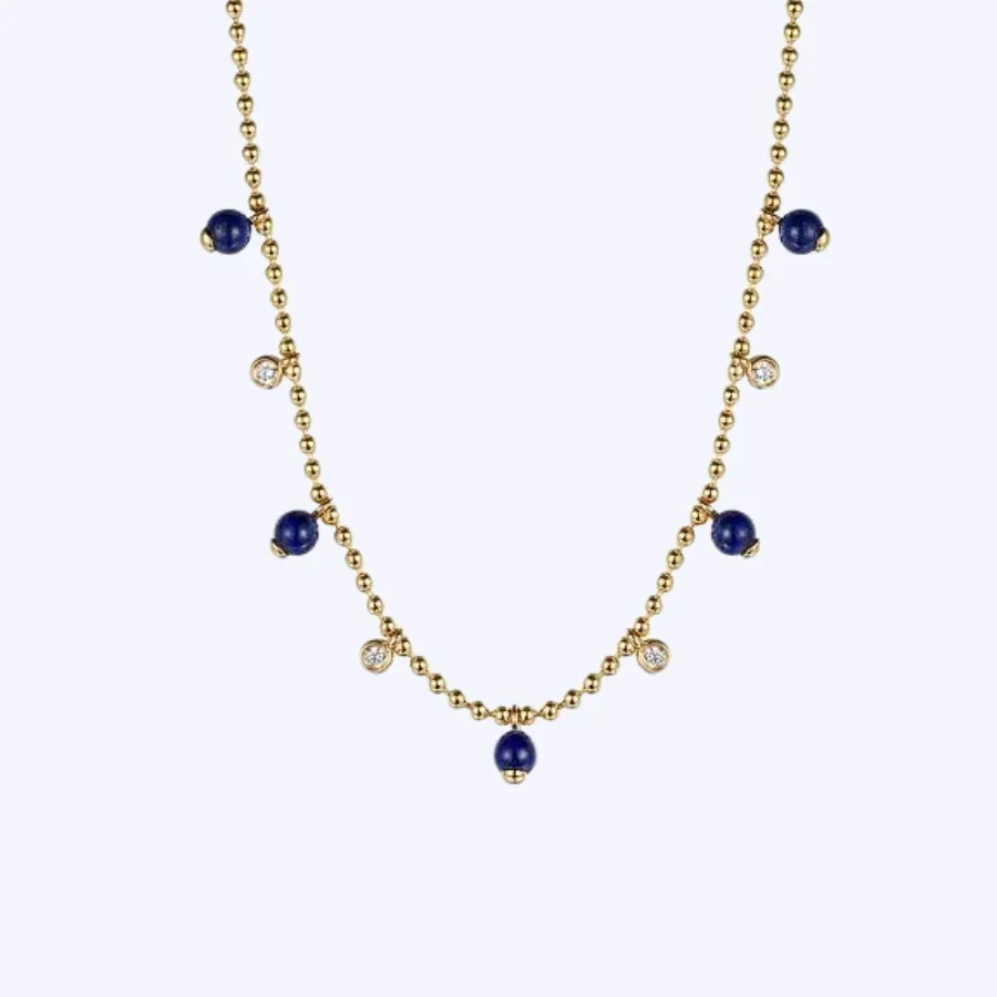 Bujukan Lapis and White Sapphire Necklace