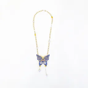 Butterfly Lovers Enamel Necklace Gold