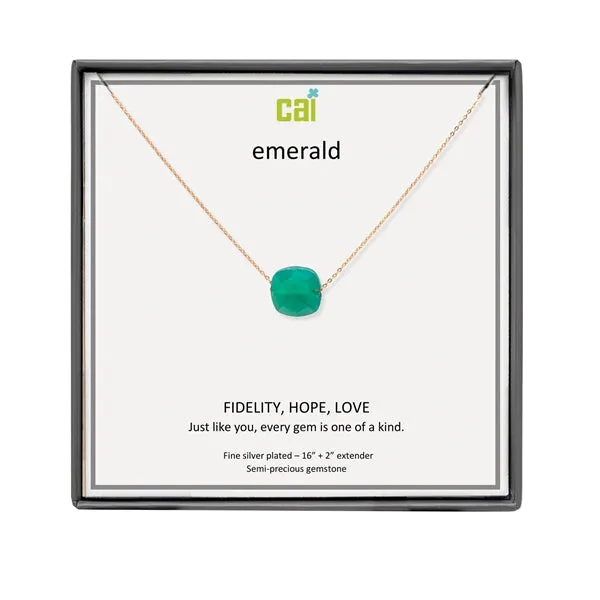 CAI Emerald Square Gemstone Necklaces