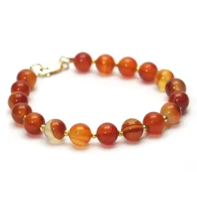 Carnelian Bracelet with Gold Vermeil Accent Beads and Gold Filled Lobster Claw Clasp