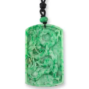 Carved Green Jadeite Jade Dragon Necklace