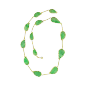 Carved Jade Leaf Estate Necklace