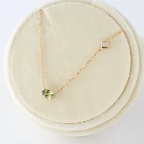 Cassidy Necklace - Light Green Oval Sapphire