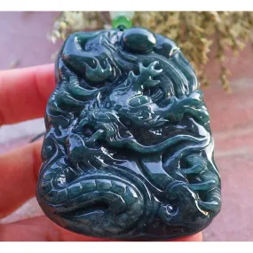 Certified Green 100% Burma Natural A Jade Jadeite Pendant Dragon Necklace