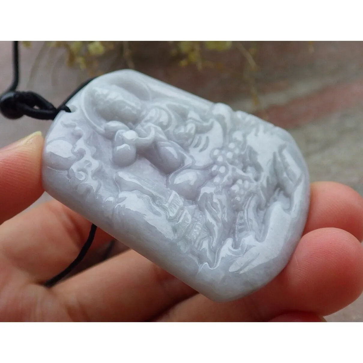 Certified Lavender A Jade Jadeite Pendant Landscape Painting Guanyin Necklace