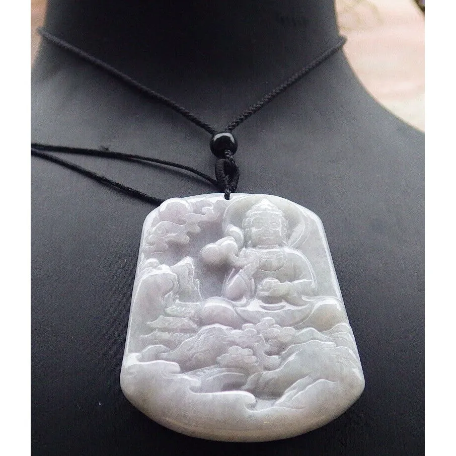 Certified Lavender A Jade Jadeite Pendant Landscape Painting Guanyin Necklace