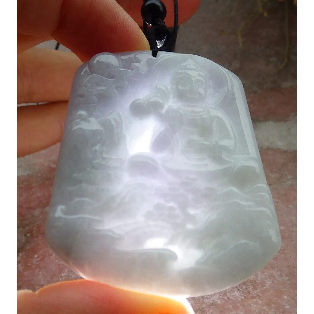 Certified Lavender A Jade Jadeite Pendant Landscape Painting Guanyin Necklace