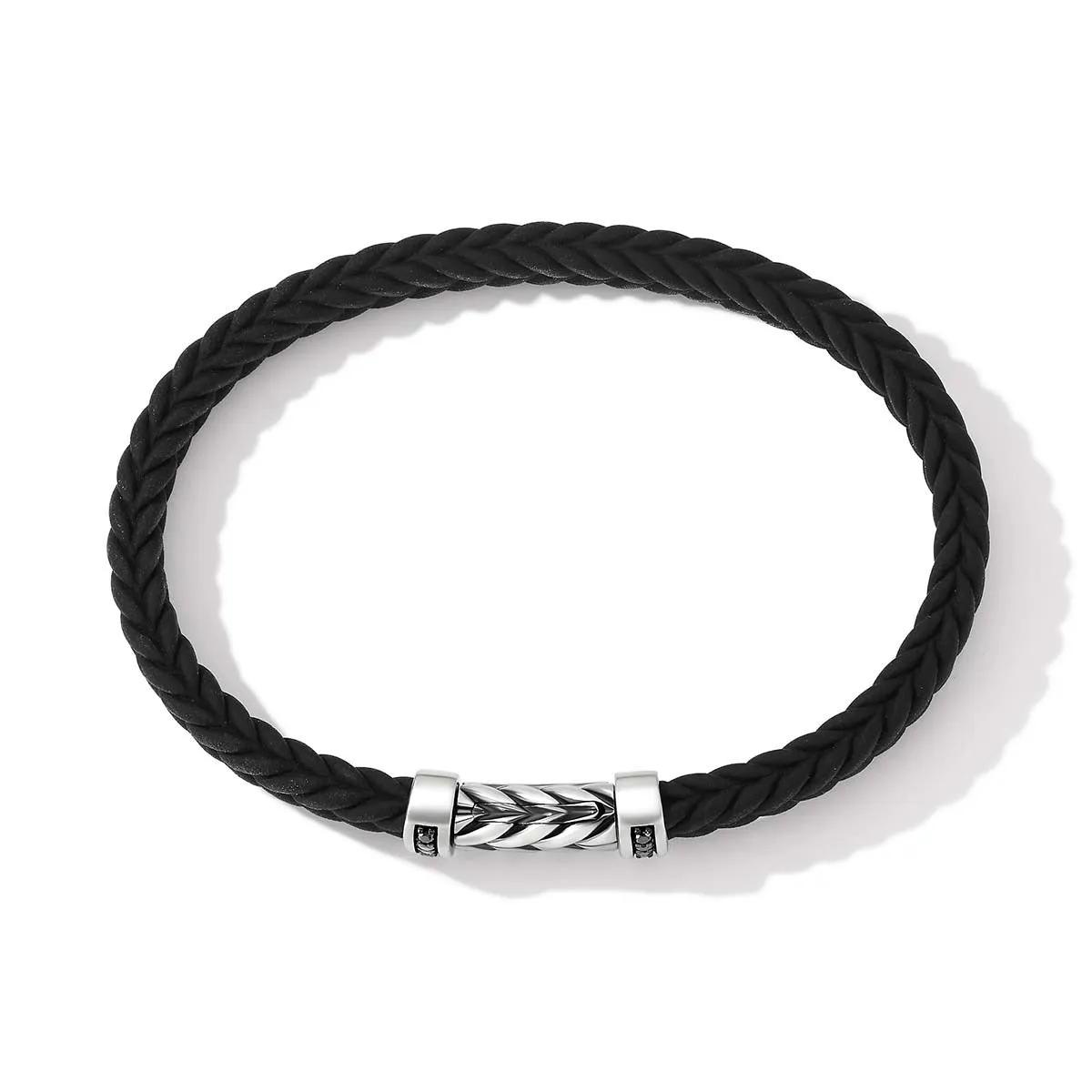 Chevron Black Rubber Bracelet with Pave Black Diamonds