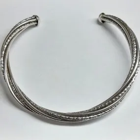 CHOKER STERLING SILVER HAMMERED PLAIN TWIST