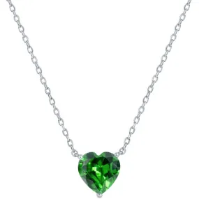 Classic Women's Necklace - Silver 8mm Emerald May Heart Perciosa Crystal | M-7126