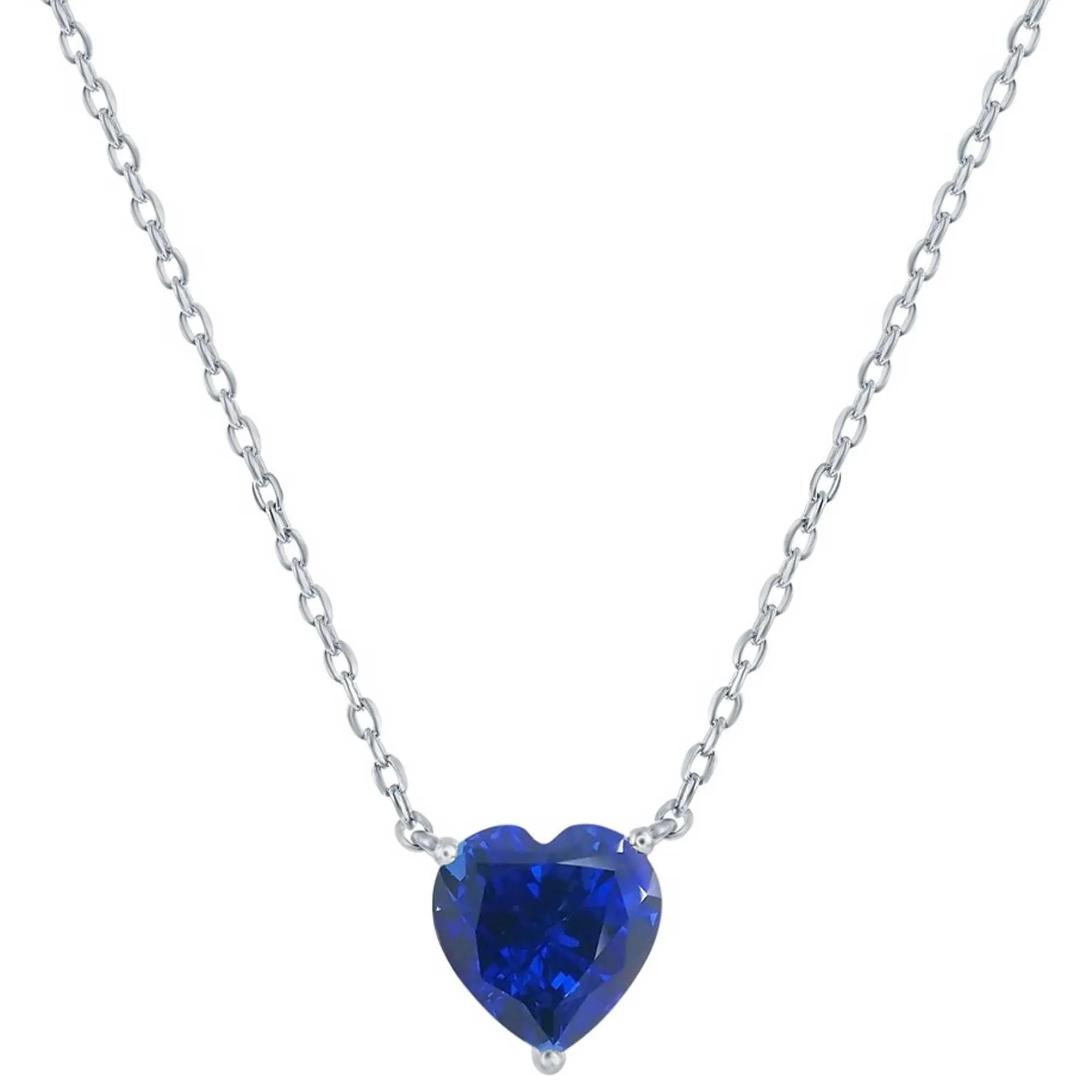 Classic Women's Necklace - Silver Sapphire September Heart Perciosa Crystal | M-7130