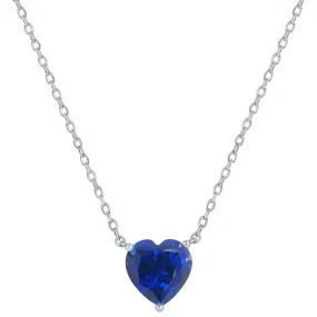 Classic Women's Necklace - Silver Sapphire September Heart Perciosa Crystal | M-7130