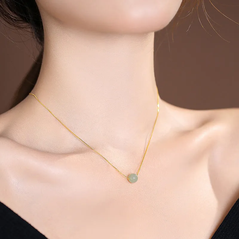 Cold Wind Sterling Silver Necklace with Hetian Jade Beads