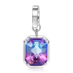 Colourful Emerald Shape Zircon Pendant Silver Pendant