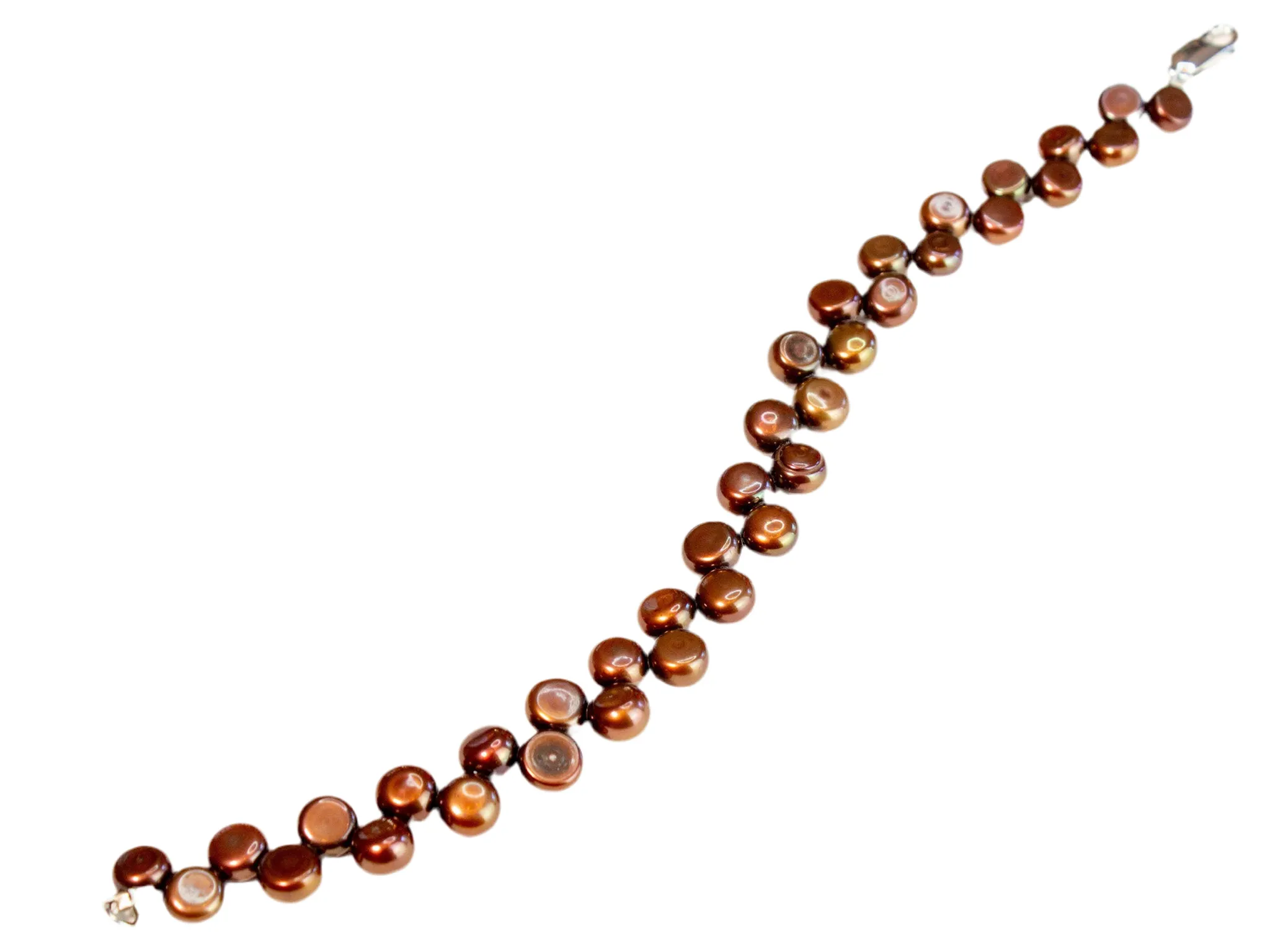 Dainty Chocolate Button-Pearl Gemstone Bracelet with Silver Clasp